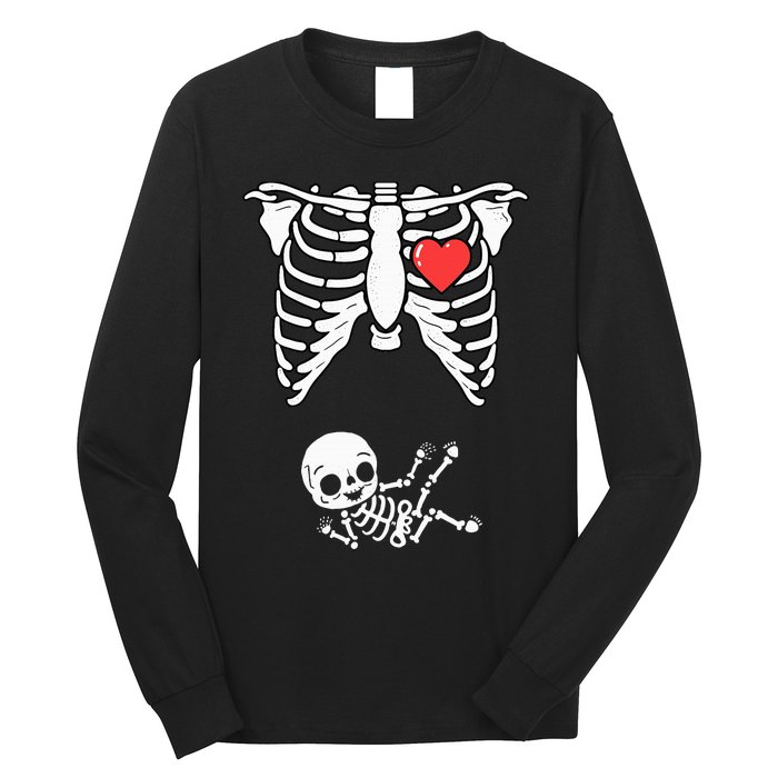 Skeleton Pregnancy Announcement XRay Halloween Costume Long Sleeve Shirt