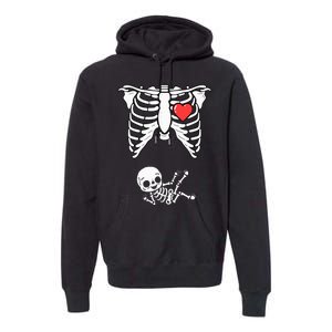 Skeleton Pregnancy Announcement XRay Halloween Costume Premium Hoodie