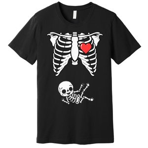 Skeleton Pregnancy Announcement XRay Halloween Costume Premium T-Shirt