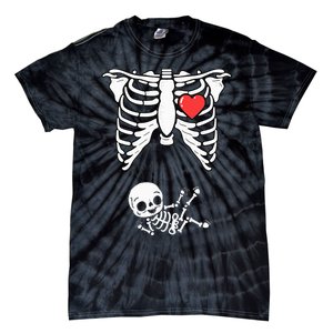 Skeleton Pregnancy Announcement XRay Halloween Costume Tie-Dye T-Shirt