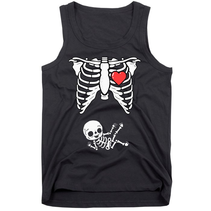 Skeleton Pregnancy Announcement XRay Halloween Costume Tank Top