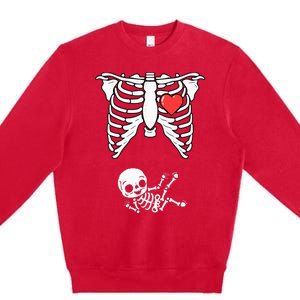 Skeleton Pregnancy Announcement XRay Halloween Costume Premium Crewneck Sweatshirt