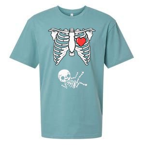 Skeleton Pregnancy Announcement XRay Halloween Costume Sueded Cloud Jersey T-Shirt