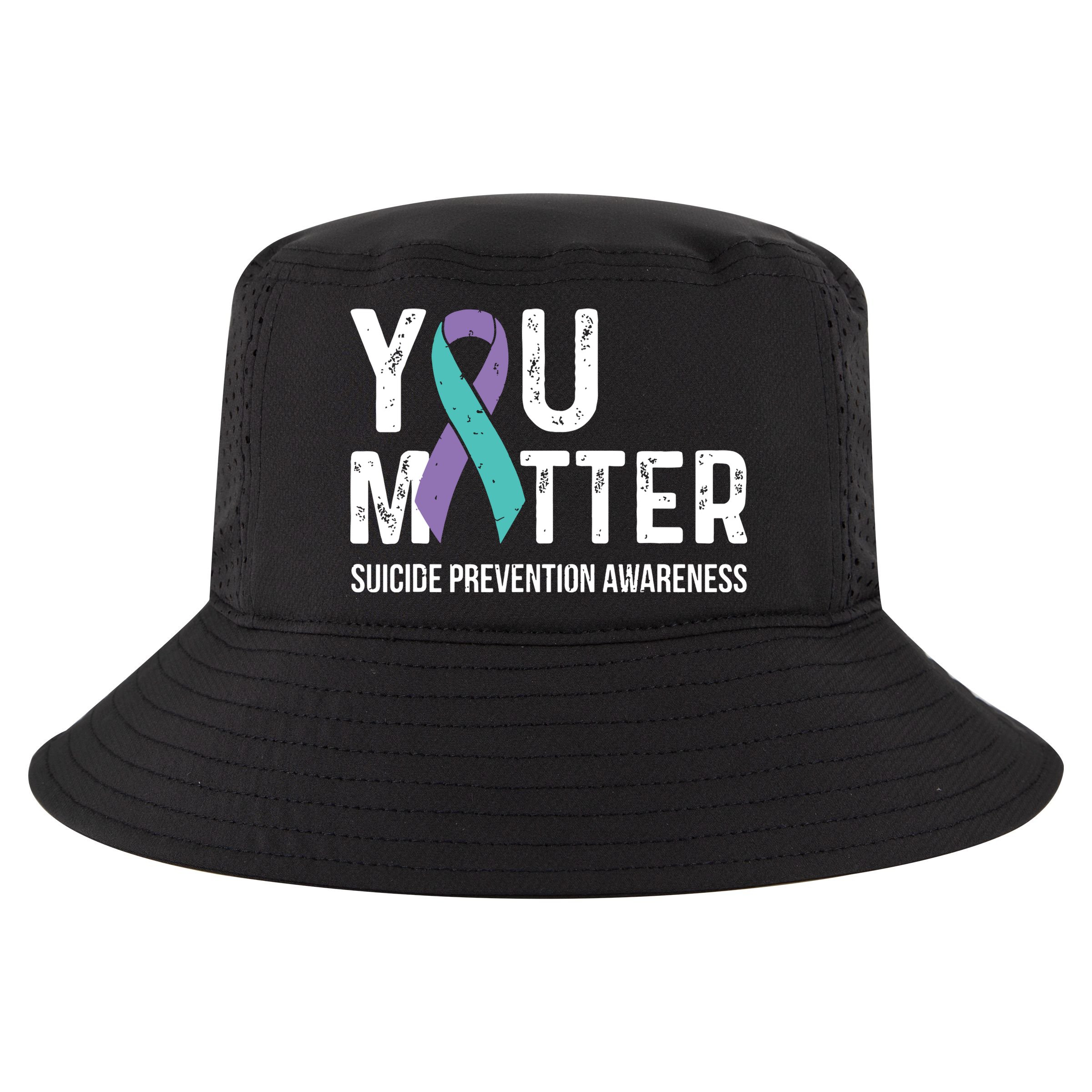 Suicide Prevention Awareness Teal & Purple Ribbon You Matter Cool Comfort Performance Bucket Hat