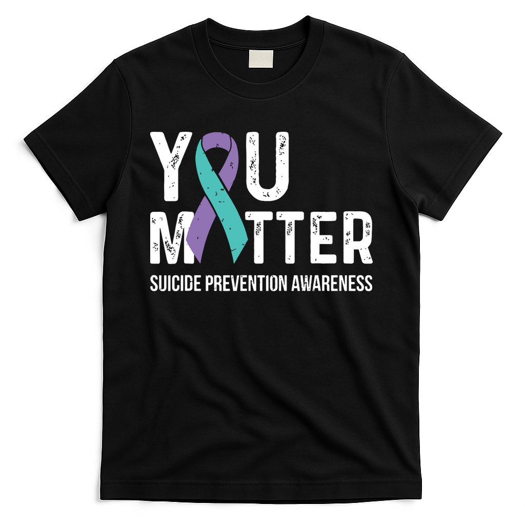 Suicide Prevention Awareness Teal & Purple Ribbon You Matter T-Shirt