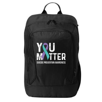 Suicide Prevention Awareness Teal & Purple Ribbon You Matter City Backpack