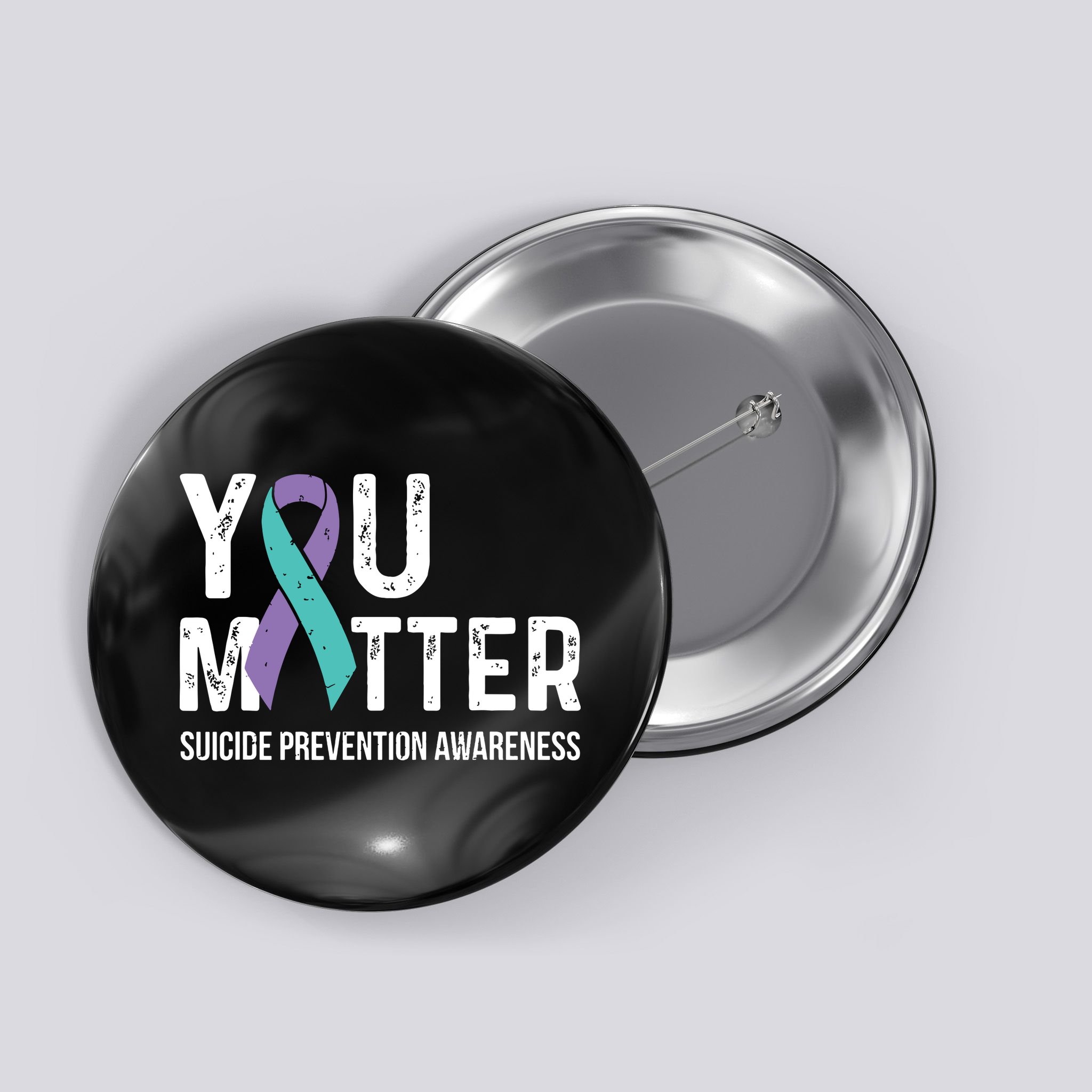 Suicide Prevention Awareness Teal & Purple Ribbon You Matter Button
