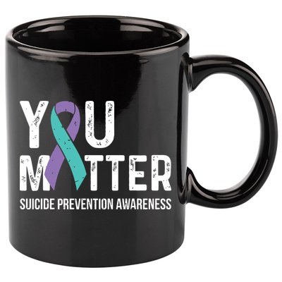 Suicide Prevention Awareness Teal & Purple Ribbon You Matter 11oz C Handle Ceramic Mug
