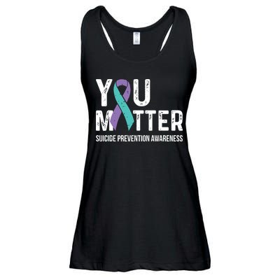 Suicide Prevention Awareness Teal & Purple Ribbon You Matter Ladies Essential Flowy Tank