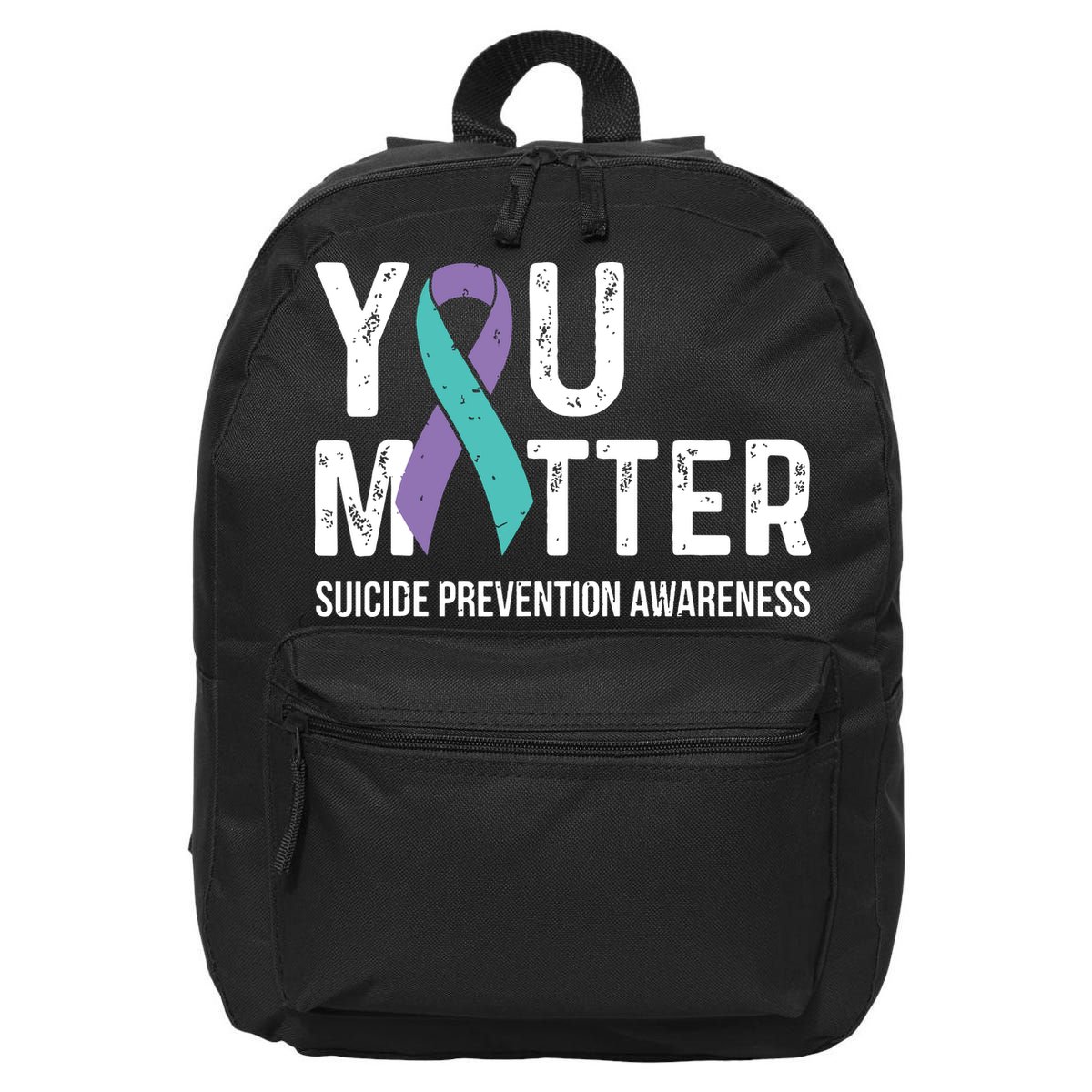 Suicide Prevention Awareness Teal & Purple Ribbon You Matter 16 in Basic Backpack