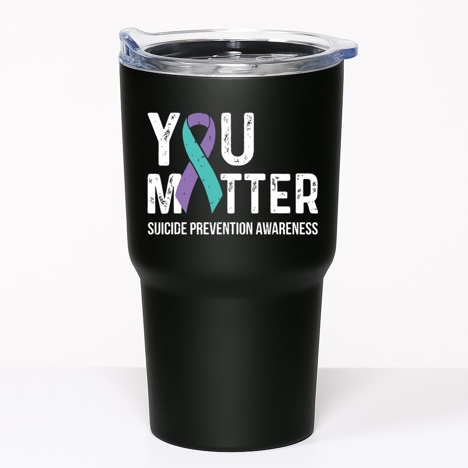 Suicide Prevention Awareness Teal & Purple Ribbon You Matter Tumbler