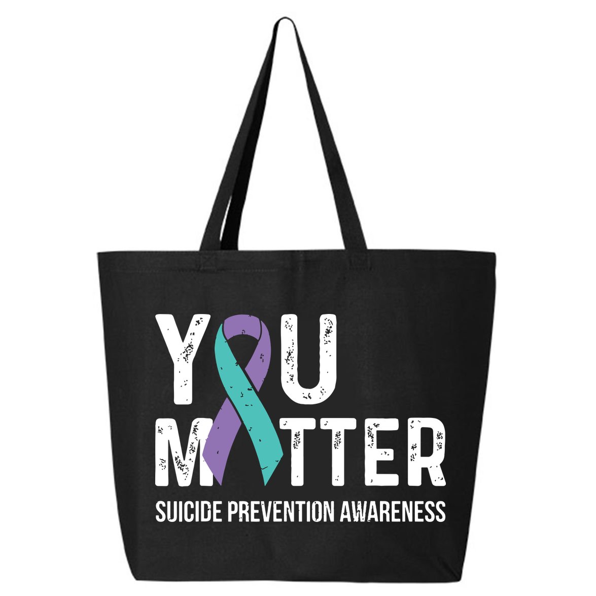 Suicide Prevention Awareness Teal & Purple Ribbon You Matter 25L Jumbo Tote