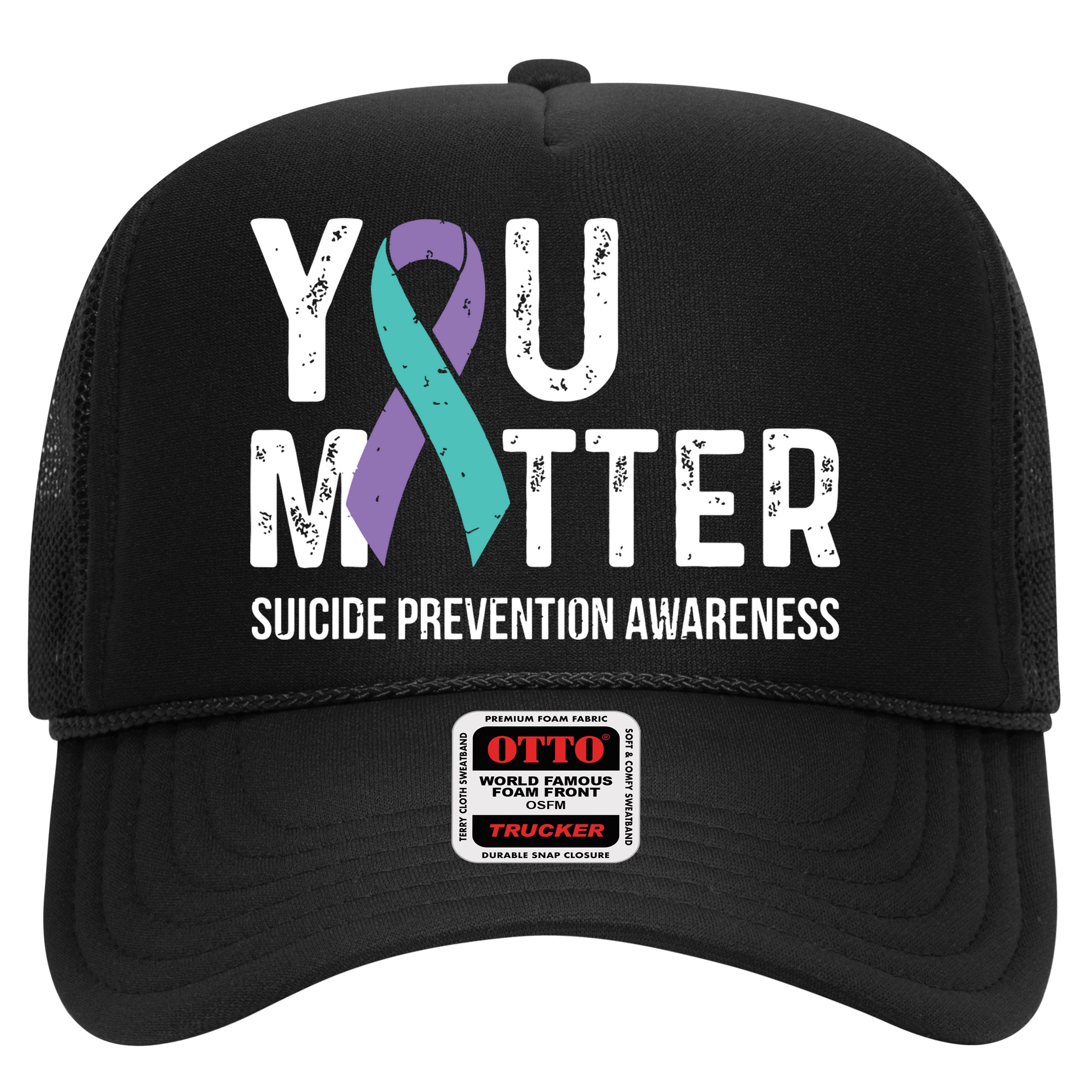 Suicide Prevention Awareness Teal & Purple Ribbon You Matter Hat