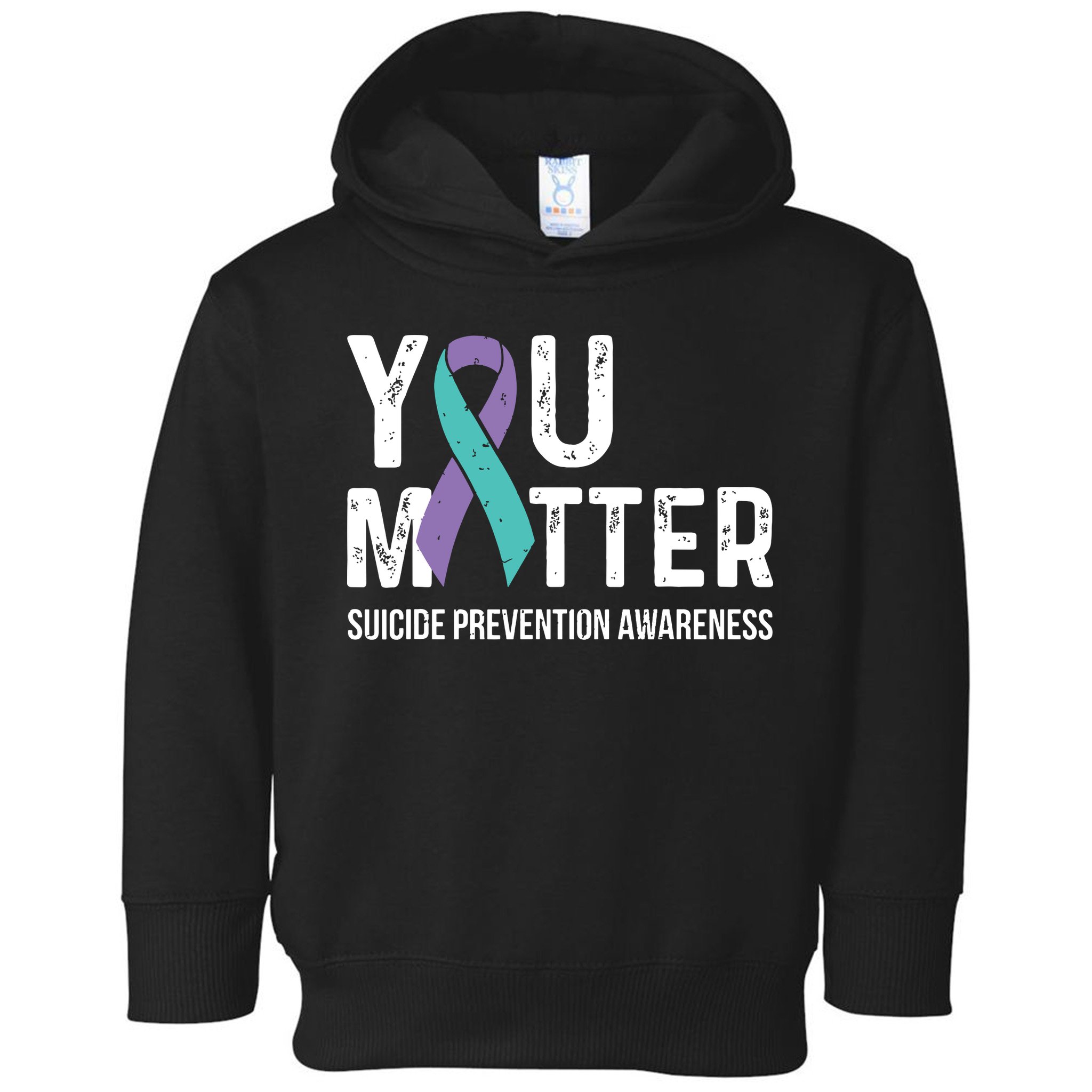 Suicide Prevention Awareness Teal & Purple Ribbon You Matter Toddler Hoodie