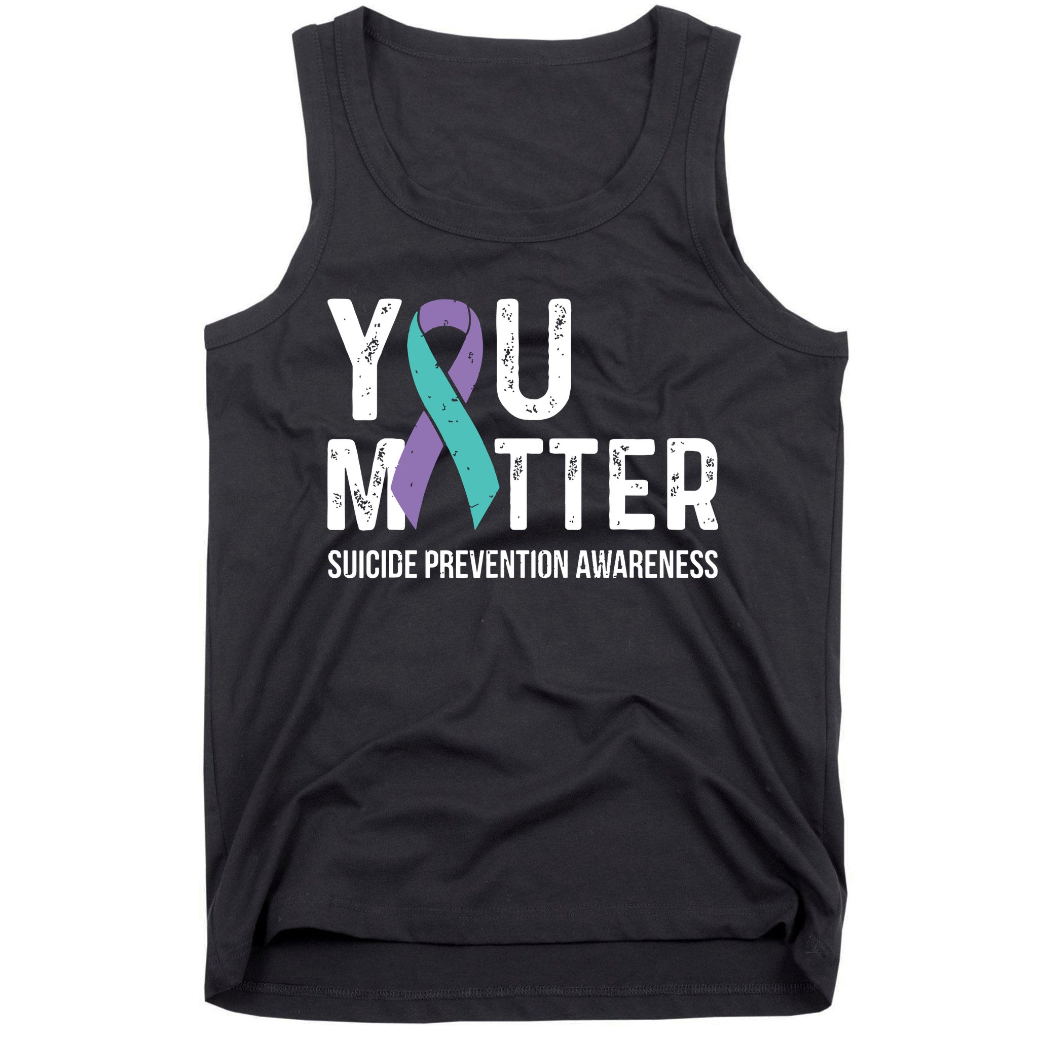 Suicide Prevention Awareness Teal & Purple Ribbon You Matter Tank Top