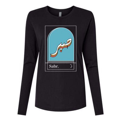 Sabr Patience Arabic calligraphy Womens Cotton Relaxed Long Sleeve T-Shirt