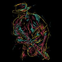 Saxophone Player Abstract Art Flat Bill Trucker Hat