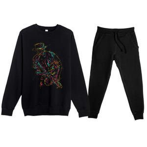 Saxophone Player Abstract Art Premium Crewneck Sweatsuit Set