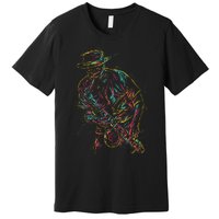 Saxophone Player Abstract Art Premium T-Shirt