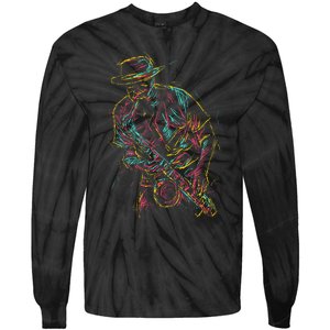 Saxophone Player Abstract Art Tie-Dye Long Sleeve Shirt