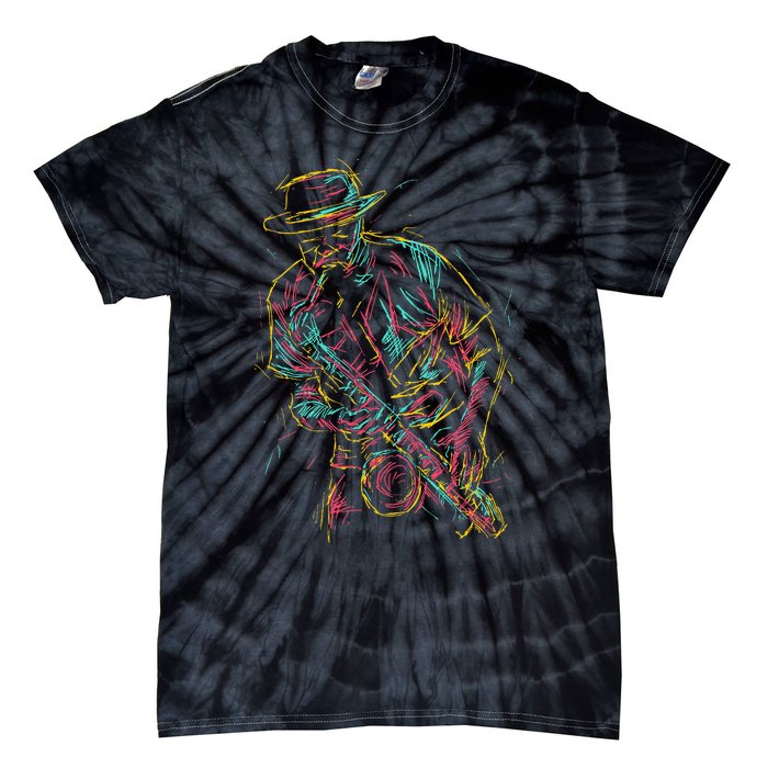 Saxophone Player Abstract Art Tie-Dye T-Shirt