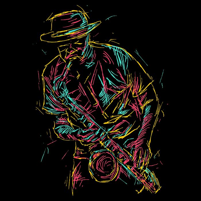 Saxophone Player Abstract Art Wool Snapback Cap