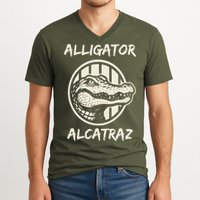Swamp Prison Alcatraz Alligator Bayou Concept V-Neck T-Shirt
