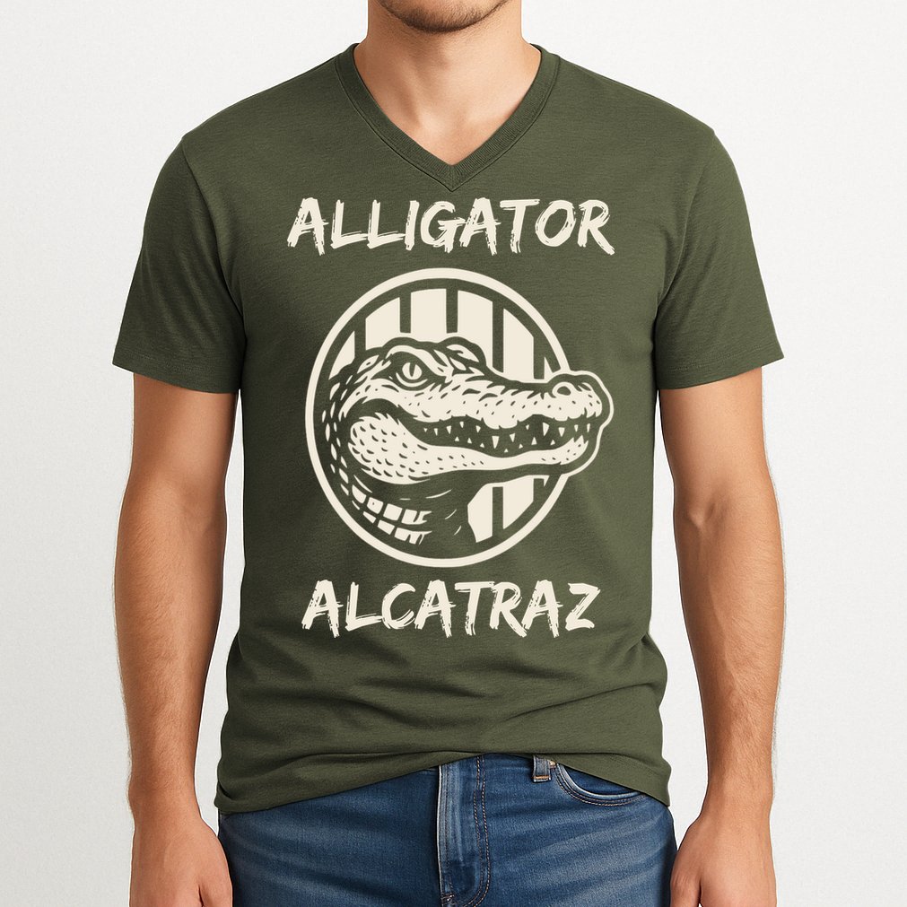 Swamp Prison Alcatraz Alligator Bayou Concept V-Neck T-Shirt