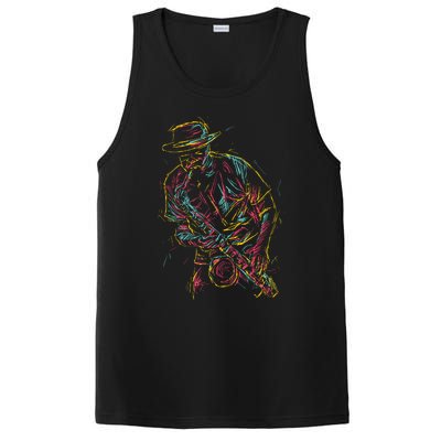 Saxophone Player Abstract Art PosiCharge Competitor Tank