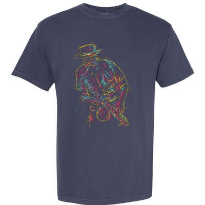 Saxophone Player Abstract Art Garment-Dyed Heavyweight T-Shirt