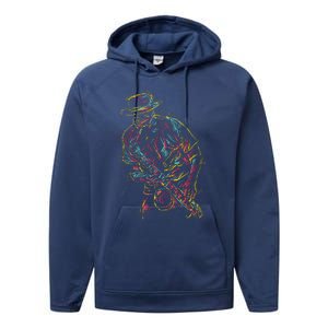 Saxophone Player Abstract Art Performance Fleece Hoodie