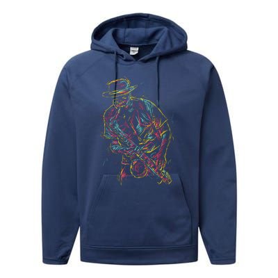 Saxophone Player Abstract Art Performance Fleece Hoodie