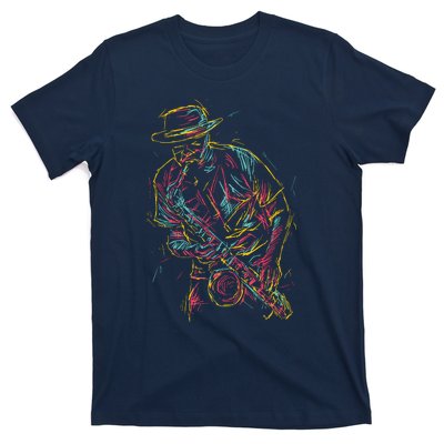 Saxophone Player Abstract Art T-Shirt