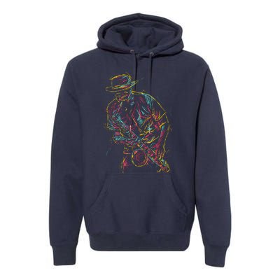 Saxophone Player Abstract Art Premium Hoodie