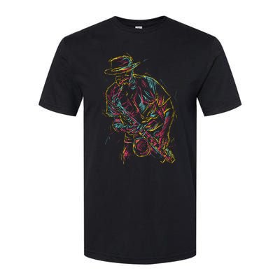 Saxophone Player Abstract Art Softstyle CVC T-Shirt