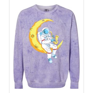 Saxophone Player Astronaut Saxophonist Moon Jazz Musician Colorblast Crewneck Sweatshirt