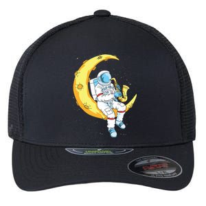 Saxophone Player Astronaut Saxophonist Moon Jazz Musician Flexfit Unipanel Trucker Cap