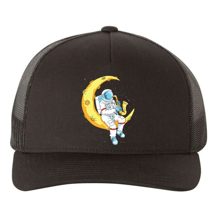 Saxophone Player Astronaut Saxophonist Moon Jazz Musician Yupoong Adult 5-Panel Trucker Hat