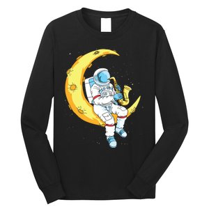 Saxophone Player Astronaut Saxophonist Moon Jazz Musician Long Sleeve Shirt