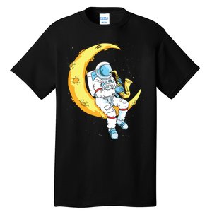 Saxophone Player Astronaut Saxophonist Moon Jazz Musician Tall T-Shirt