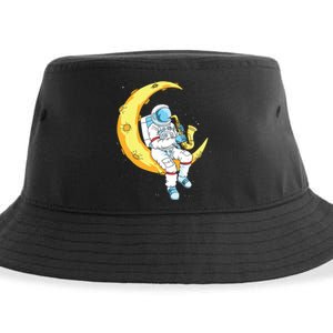 Saxophone Player Astronaut Saxophonist Moon Jazz Musician Sustainable Bucket Hat