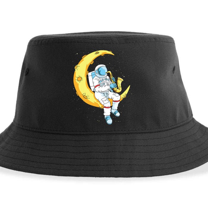 Saxophone Player Astronaut Saxophonist Moon Jazz Musician Sustainable Bucket Hat