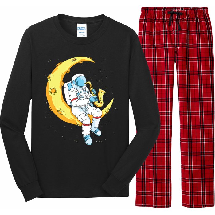 Saxophone Player Astronaut Saxophonist Moon Jazz Musician Long Sleeve Pajama Set