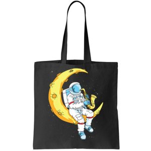 Saxophone Player Astronaut Saxophonist Moon Jazz Musician Tote Bag