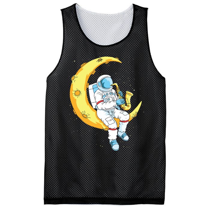 Saxophone Player Astronaut Saxophonist Moon Jazz Musician Mesh Reversible Basketball Jersey Tank