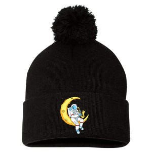 Saxophone Player Astronaut Saxophonist Moon Jazz Musician Pom Pom 12in Knit Beanie