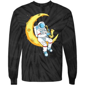 Saxophone Player Astronaut Saxophonist Moon Jazz Musician Tie-Dye Long Sleeve Shirt