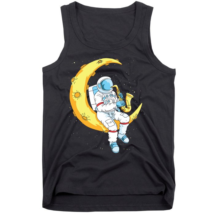 Saxophone Player Astronaut Saxophonist Moon Jazz Musician Tank Top