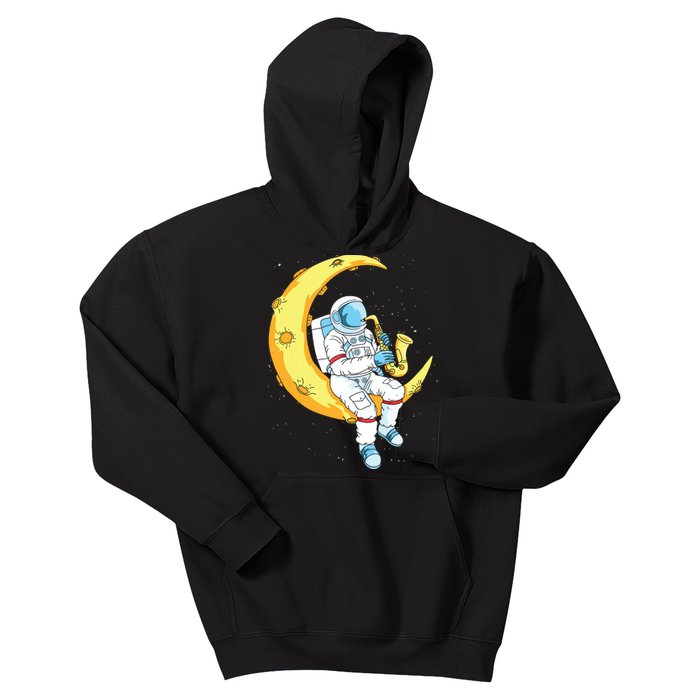 Saxophone Player Astronaut Saxophonist Moon Jazz Musician Kids Hoodie