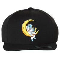 Saxophone Player Astronaut Saxophonist Moon Jazz Musician Wool Snapback Cap